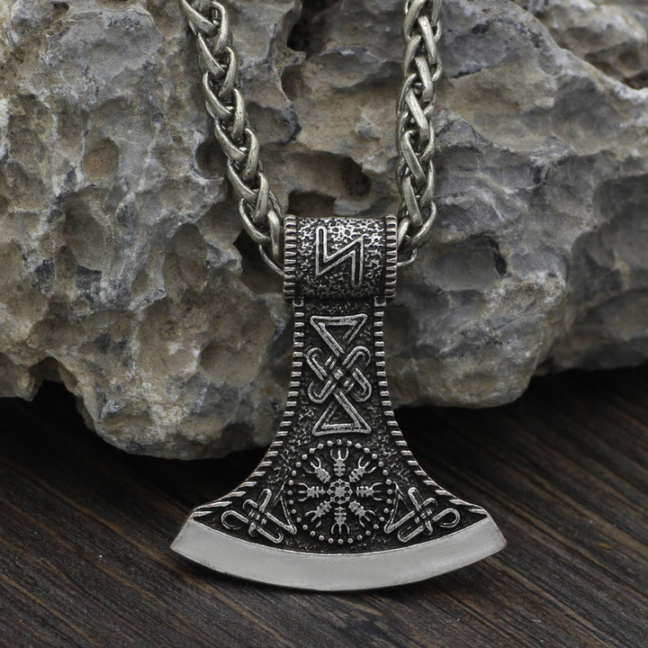 WorldNorse Hand-Forged Pirate Viking Axe Rune Necklace
