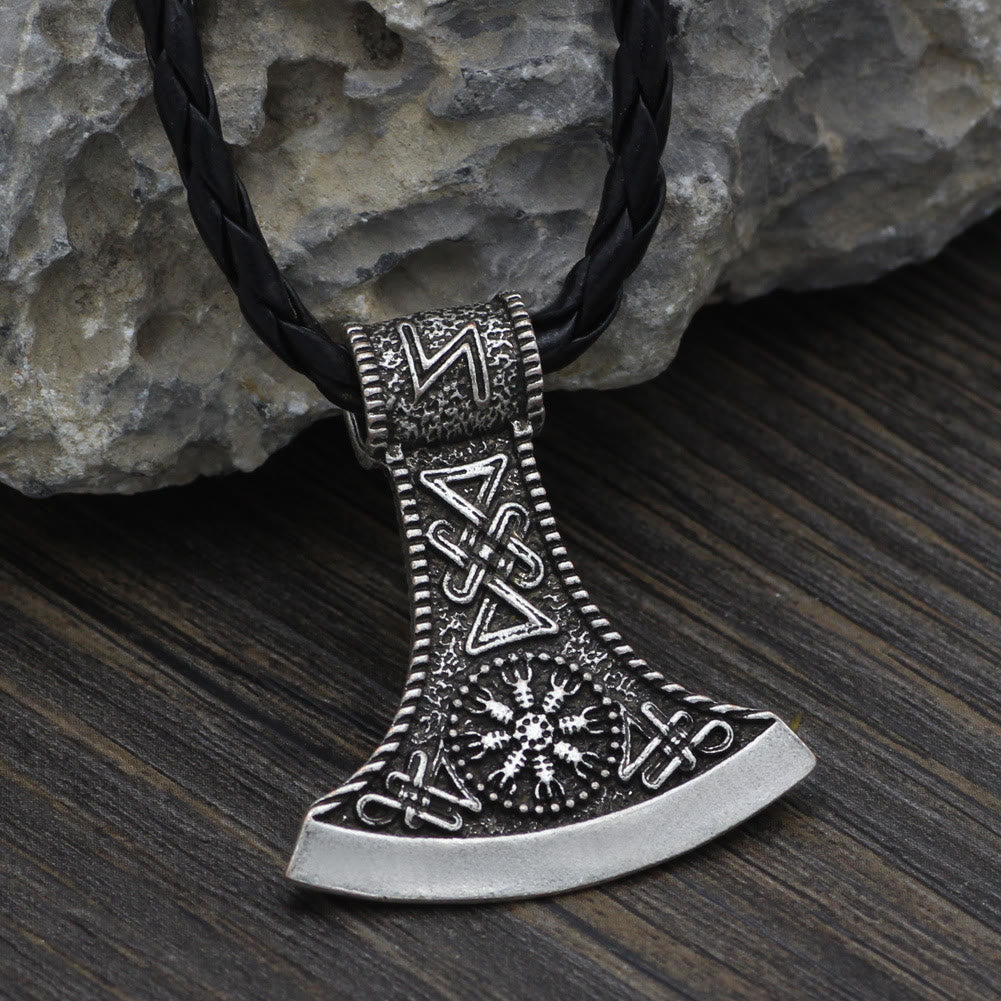 WorldNorse Hand-Forged Pirate Viking Axe Rune Necklace