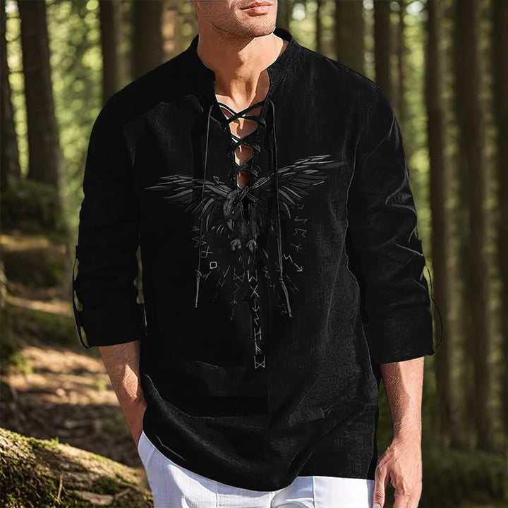 WorldNorse Runes Raven Eagle Graphic Costume Shirt