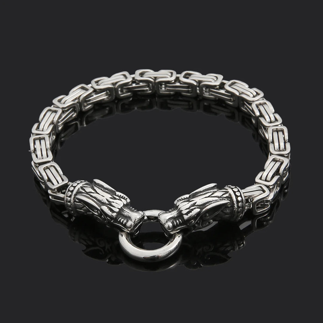 WorldNorse Silver Twin Dragon Head Link Bracelet - image 2