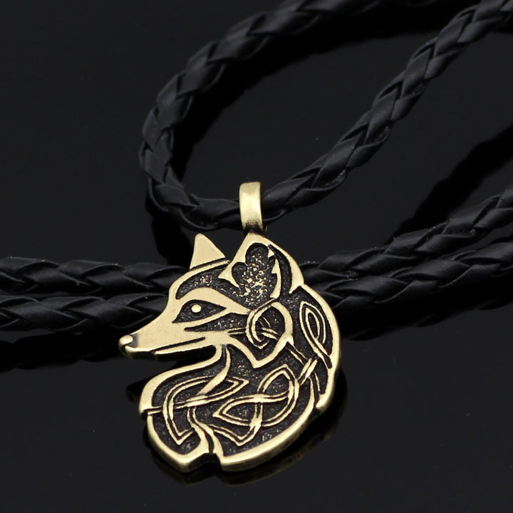 WorldNorse Celtic Wolf Head Statement Necklace