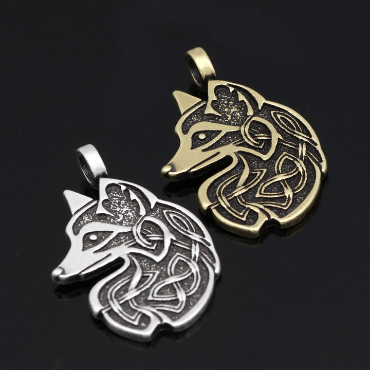 WorldNorse Celtic Wolf Head Statement Necklace