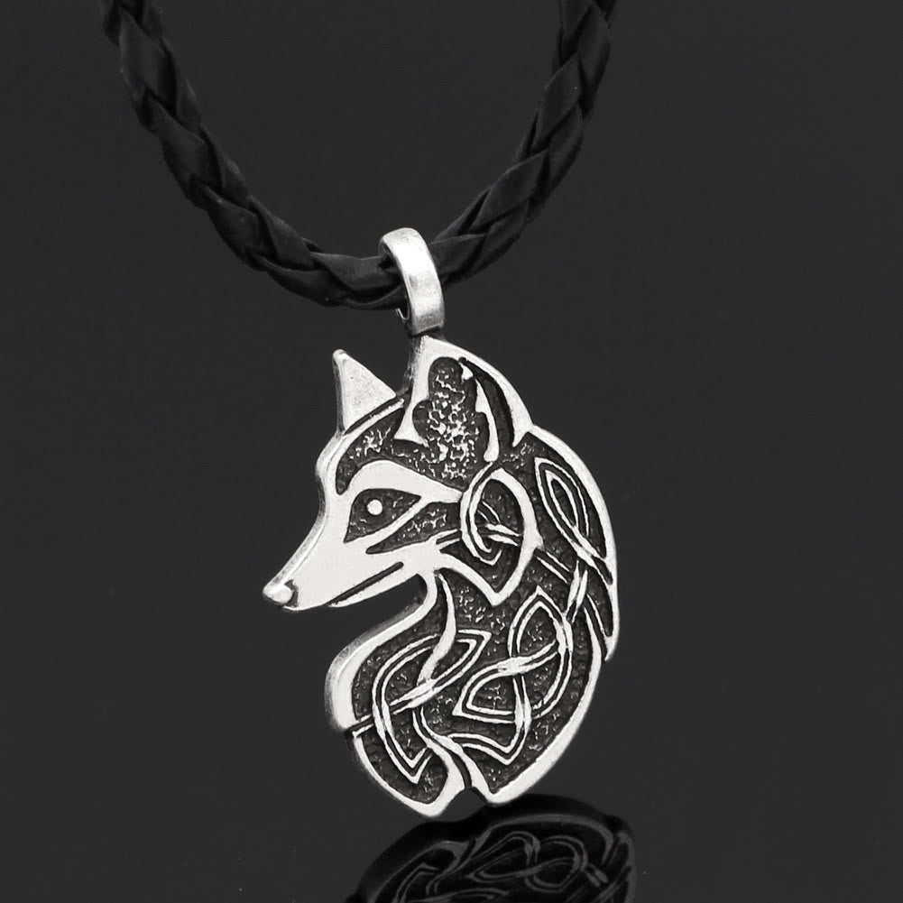 WorldNorse Celtic Wolf Head Statement Necklace