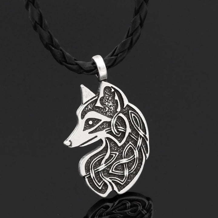 WorldNorse Celtic Wolf Head Statement Necklace