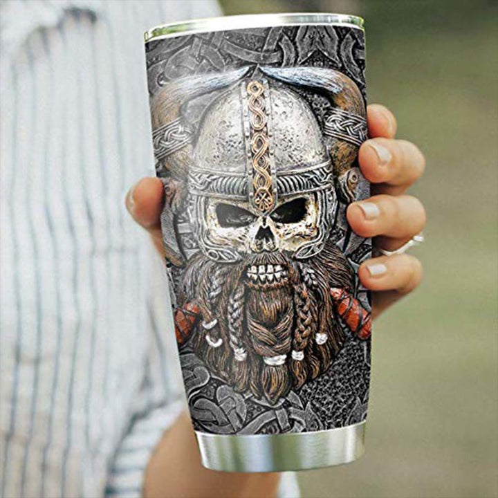 WorldNorse Odin Skull Ragnar Front and Back Tumbler