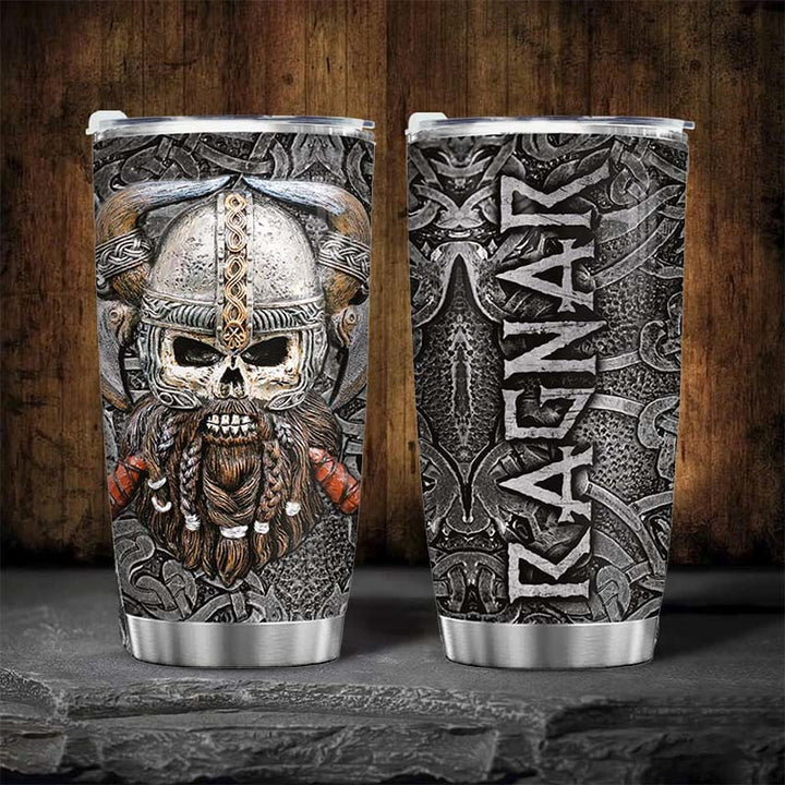 WorldNorse Odin Skull Ragnar Front and Back Tumbler