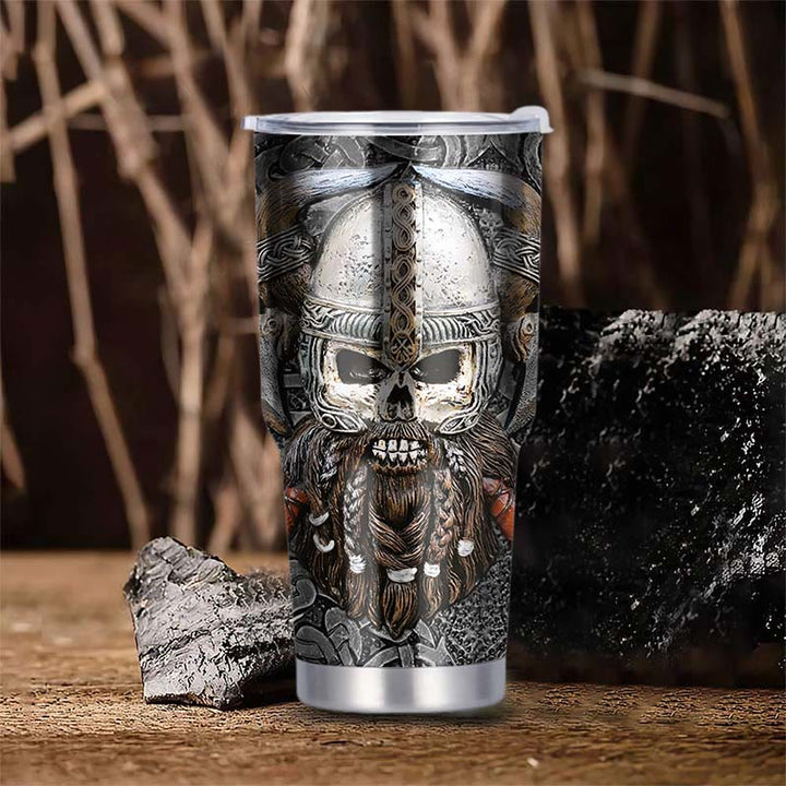 WorldNorse Odin Skull Ragnar Front and Back Tumbler
