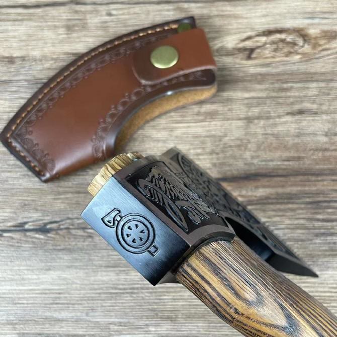 WorldNorse Etched Norse Symbols Handmade Viking Battle Axe - image 5
