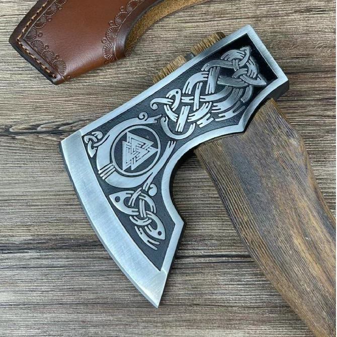 WorldNorse Etched Norse Symbols Handmade Viking Battle Axe - image 2