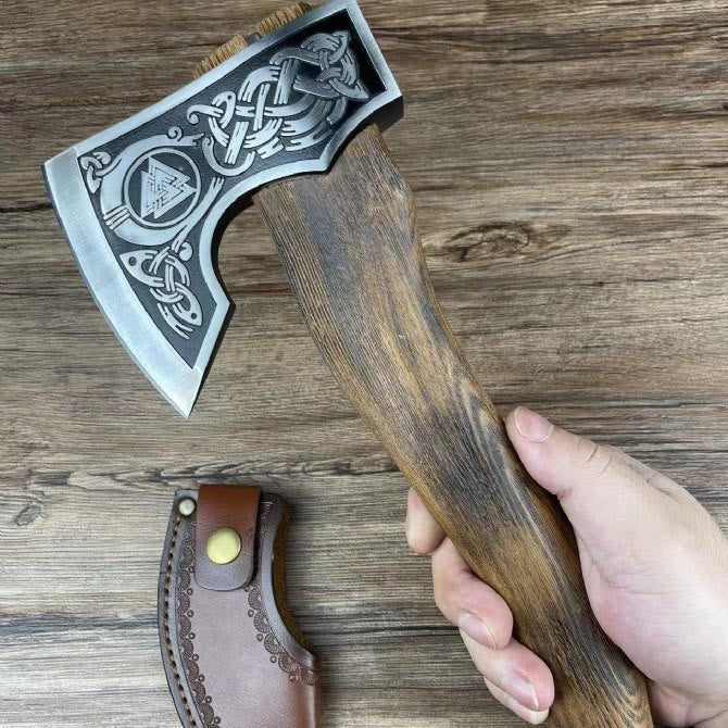 WorldNorse Etched Norse Symbols Handmade Viking Battle Axe - Valknut Axe - image 1