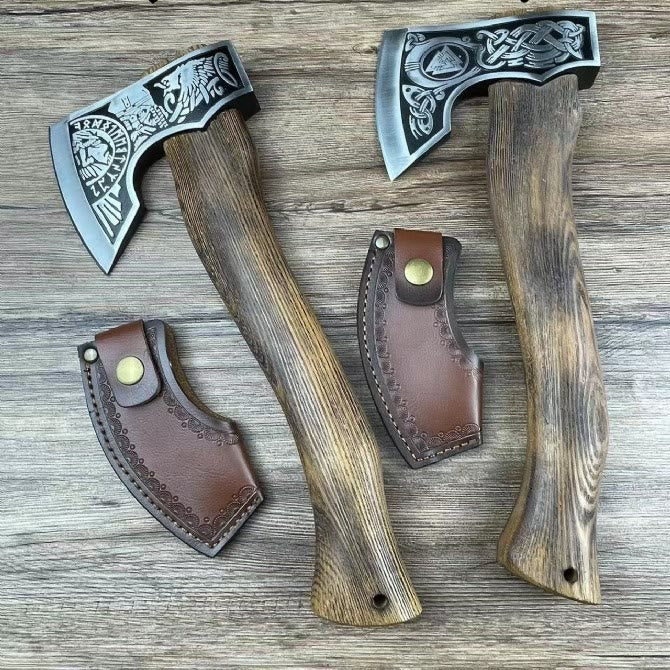 WorldNorse Etched Norse Symbols Handmade Viking Battle Axe - image 0
