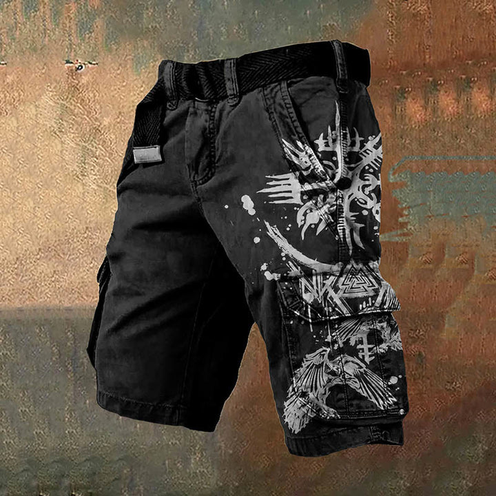 WorldNorse Raven Valknut Vintage Cargo Shorts
