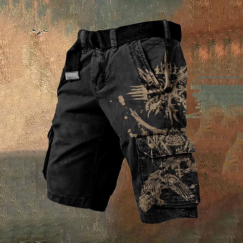 WorldNorse Raven Valknut Vintage Cargo Shorts