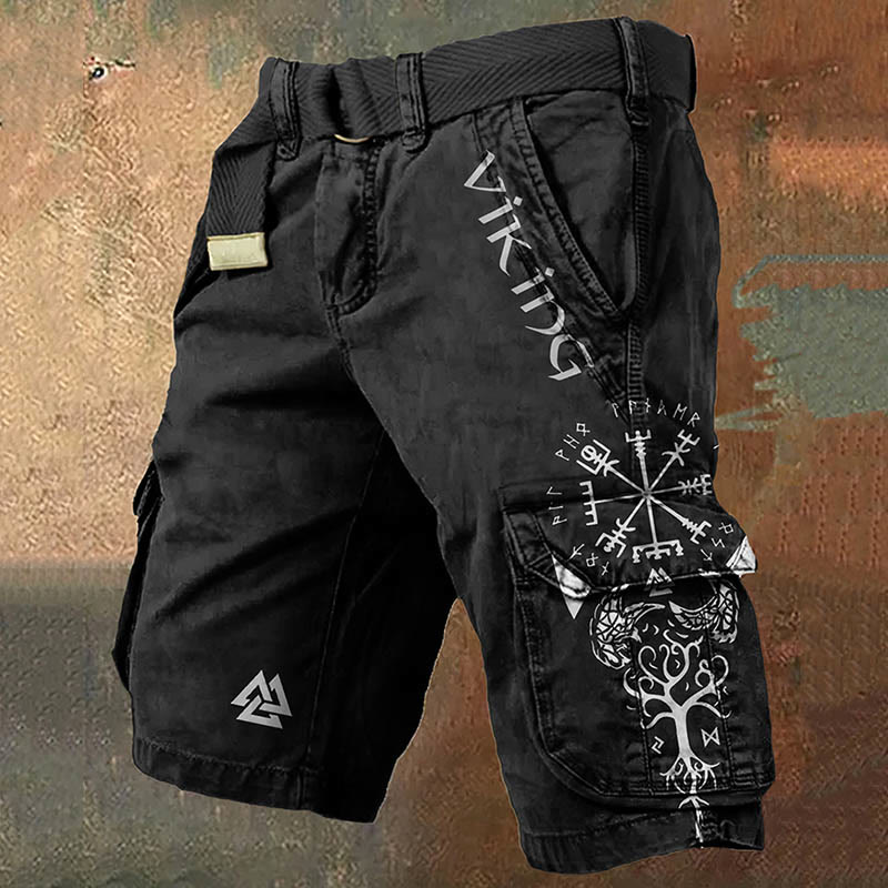WorldNorse Viking Vegvisir Yggdrasil Cargo Shorts - US/UK/AU50，EU60 (5XL) - image 0