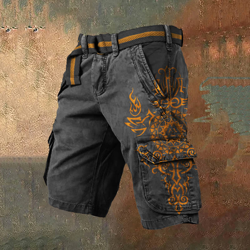 WorldNorse Viking Wolves Celtic Knot Cargo Shorts - Gold - US/UK/AU50，EU60 (5XL) - image 1