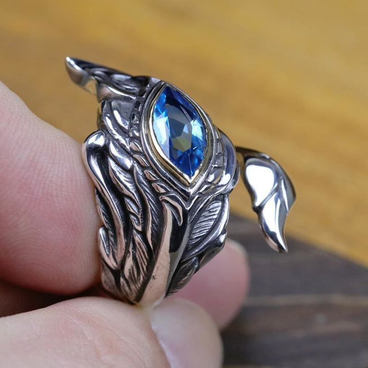 FREE Today: Mystic Foxfire Wing Blue Topaz Feather Ring - image 2