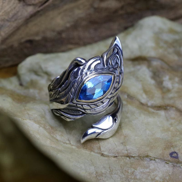 FREE Today: Mystic Foxfire Wing Blue Topaz Feather Ring - Adjustable - image 0
