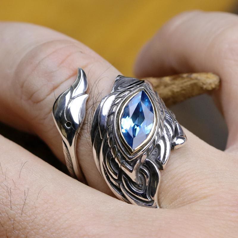 FREE Today: Mystic Foxfire Wing Blue Topaz Feather Ring - image 3