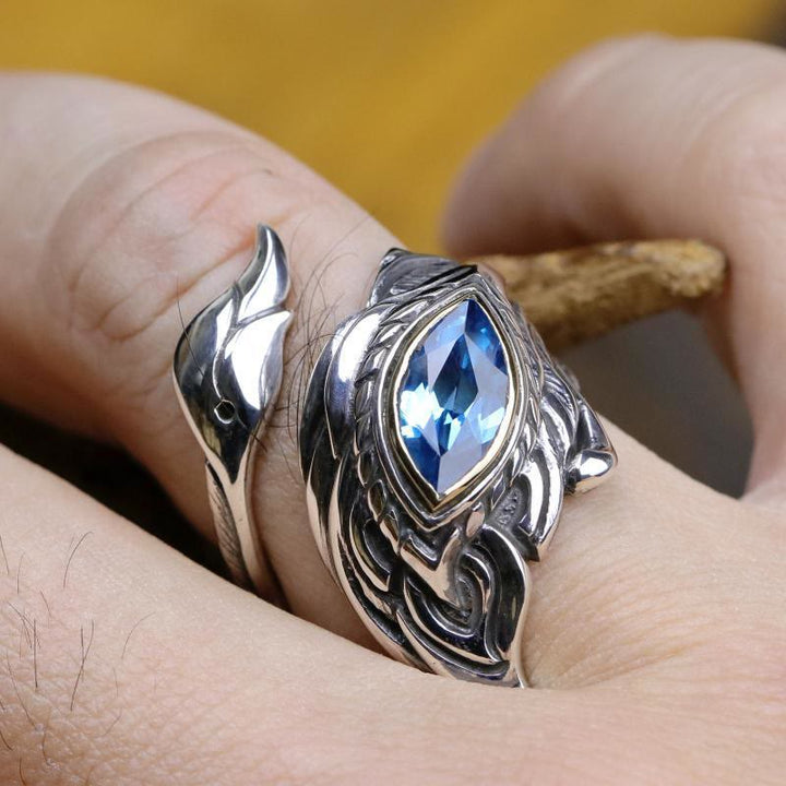 FREE Today: Mystic Foxfire Wing Blue Topaz Feather Ring - image 3