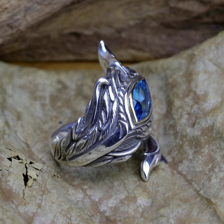FREE Today: Mystic Foxfire Wing Blue Topaz Feather Ring - image 4