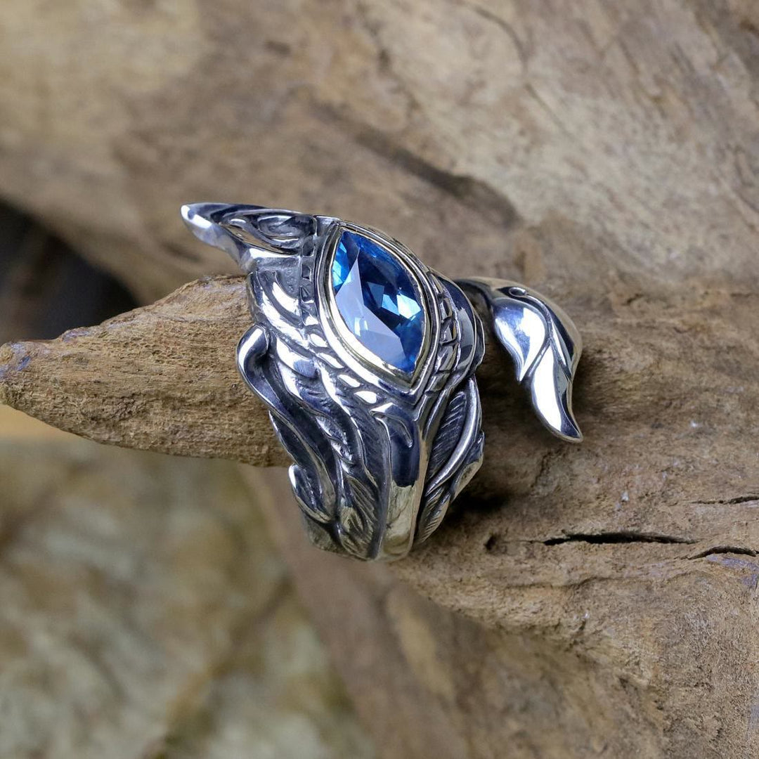 FREE Today: Mystic Foxfire Wing Blue Topaz Feather Ring - image 7