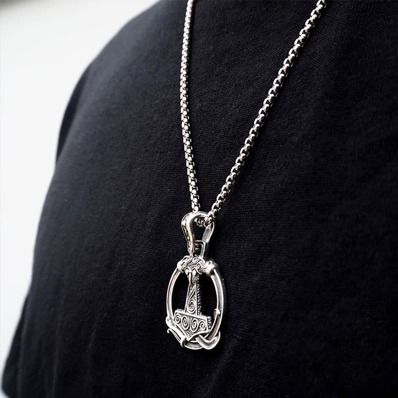 WorldNorse 925 Sterling Silver Mjolnir Huginn and Muninn Necklace - image 9