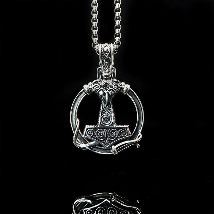 WorldNorse 925 Sterling Silver Mjolnir Huginn and Muninn Necklace - Mjolnir - image 7