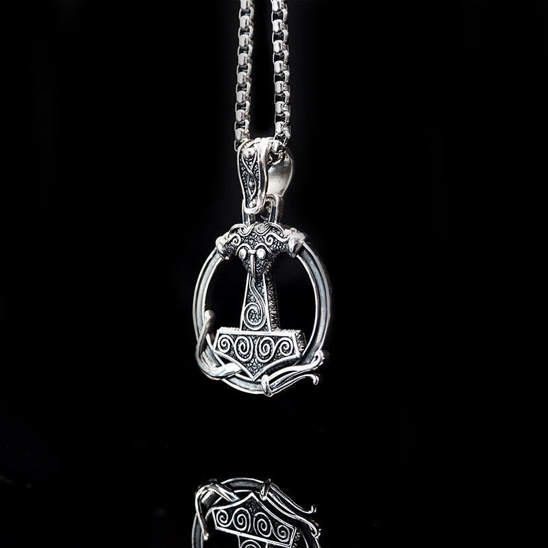 WorldNorse 925 Sterling Silver Mjolnir Huginn and Muninn Necklace - image 14
