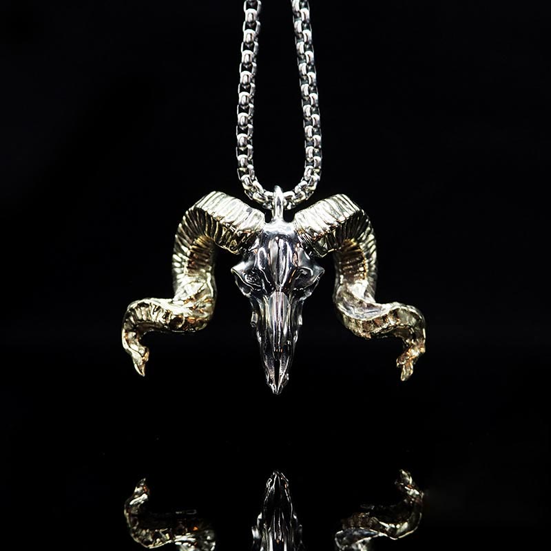 WorldNorse Handcrafted 925 Silver Sheep Head Necklace - Necklace - image 0