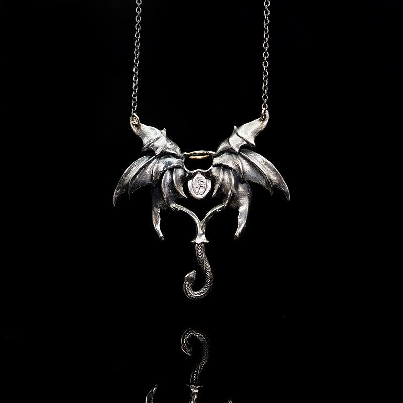 WorldNorse 925 Sterling Silver Dark Angel Demon Wings Necklace