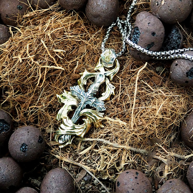 WorldNorse Handcrafted 925 Silver Garland Cross Necklace - image 5