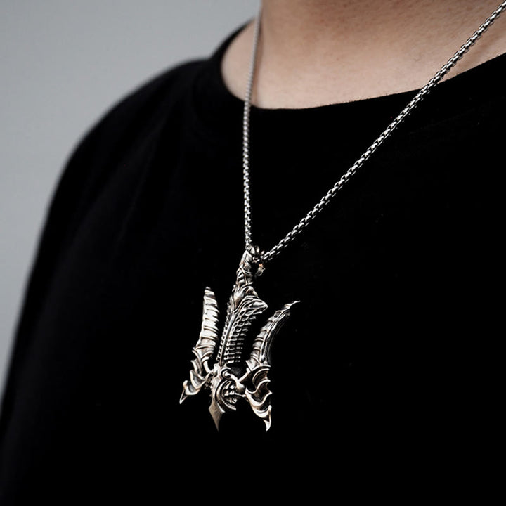 WorldNorse 925 Sterling Silver Celtic-inspired Trident Necklace - image 2