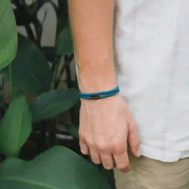 WorldNorse Minimalist Stainless Steel Magnetic Clasp Braided Bracelet - Peacock Blue - L(45cm) - image 12