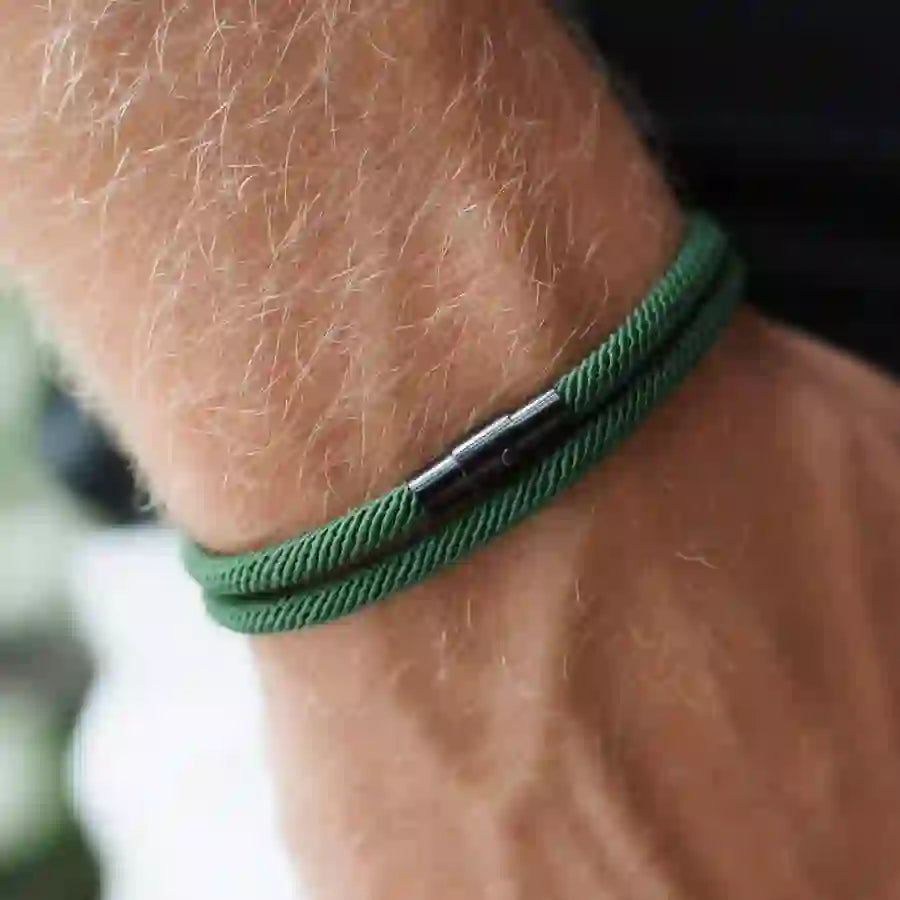 WorldNorse Minimalist Stainless Steel Magnetic Clasp Braided Bracelet - Dark Green - L(45cm) - image 14