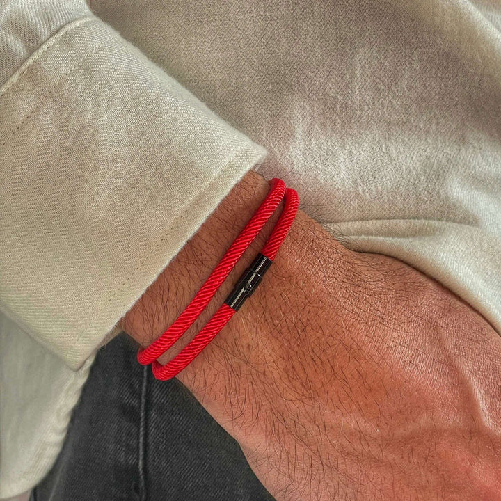 WorldNorse Minimalist Stainless Steel Magnetic Clasp Braided Bracelet - Red - L(45cm) - image 19