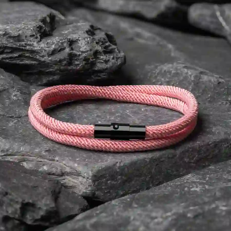 WorldNorse Minimalist Stainless Steel Magnetic Clasp Braided Bracelet - Pink - L(45cm) - image 28