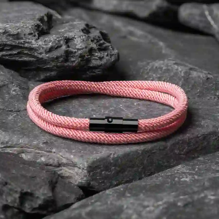 WorldNorse Minimalist Stainless Steel Magnetic Clasp Braided Bracelet - Pink - L(45cm) - image 28