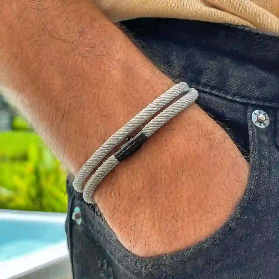 WorldNorse Minimalist Stainless Steel Magnetic Clasp Braided Bracelet - Grey - L(45cm) - image 29