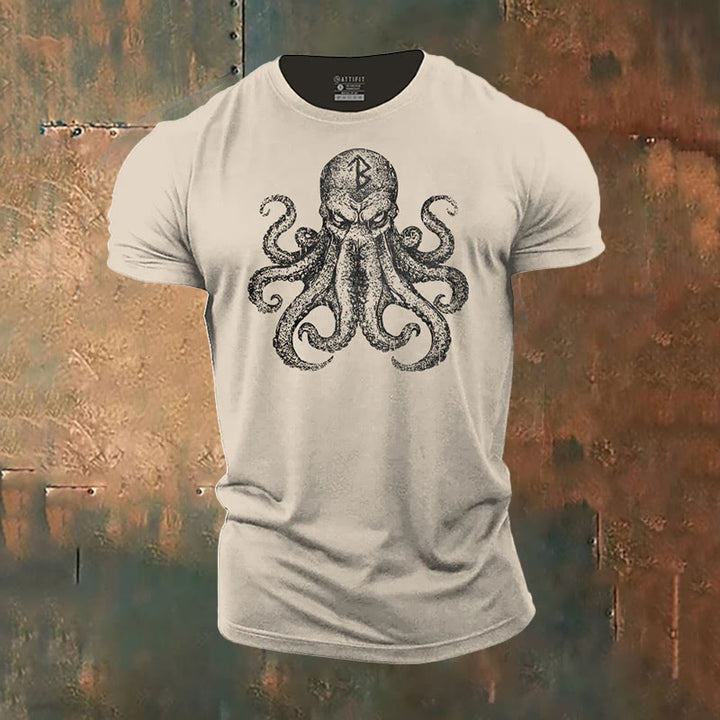WorldNorse Mystic Rune and Octopus Print T-Shirt - Off-white - US/UK/AU50，EU60 (5XL) - image 4