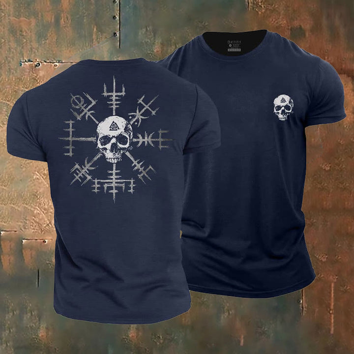WorldNorse Vegvisir Skull Design T-Shirt - Navy Blue - US/UK/AU50，EU60 (5XL) - image 1