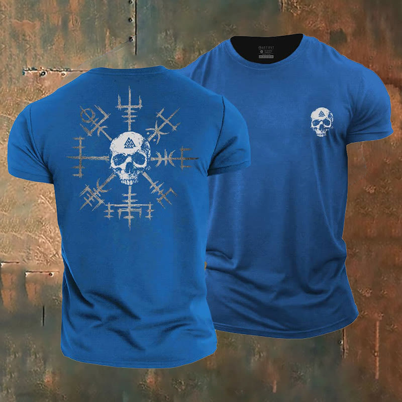WorldNorse Vegvisir Skull Design T-Shirt - Blue - US/UK/AU50，EU60 (5XL) - image 3
