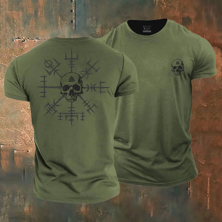 WorldNorse Vegvisir Skull Design T-Shirt - Dark Green - US/UK/AU50，EU60 (5XL) - image 4