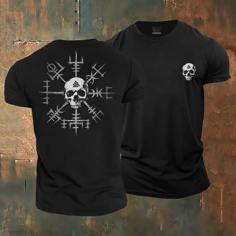 WorldNorse Vegvisir Skull Design T-Shirt - Black - US/UK/AU50，EU60 (5XL) - image 5