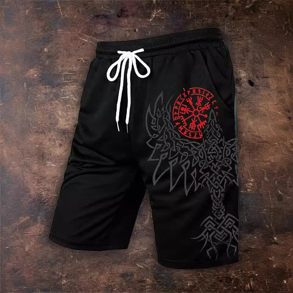WorldNorse Vegvisir Raven Casual Shorts - Red - US/UK/AU54，EU64 (7XL) - image 0