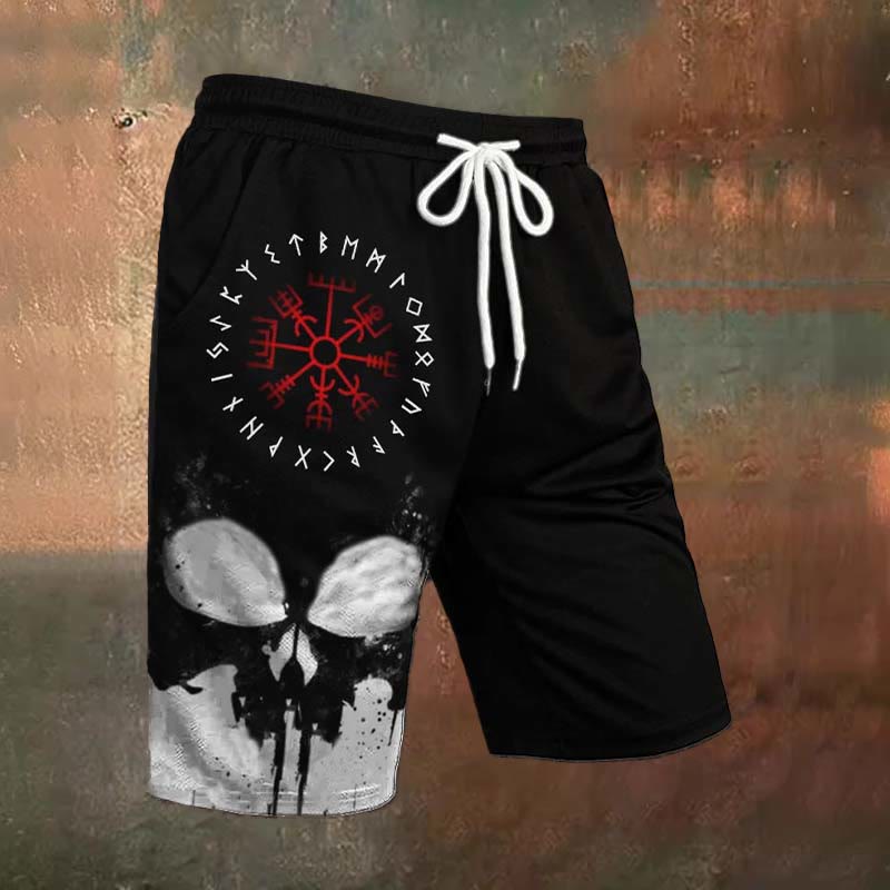 WorldNorse Vegvisir Viking Print Casual Shorts - Red - US/UK/AU54，EU64 (7XL) - image 0