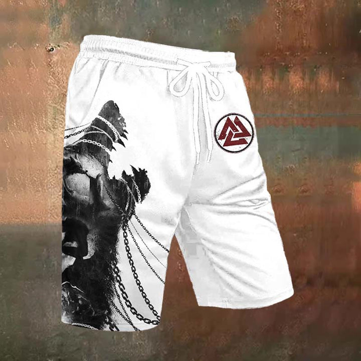 WorldNorse Chained Wolves  Valknut Casual Shorts - US/UK/AU54，EU64 (7XL) - image 0