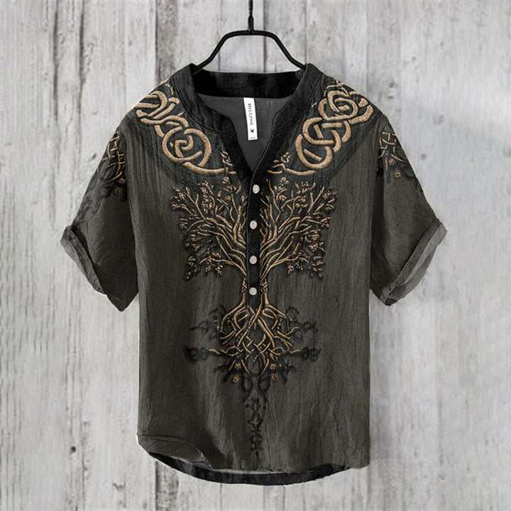 WorldNorse Viking Yggdrasil Slate Black Casual Shirt - US/UK/AU50，EU60 (5XL) - image 0