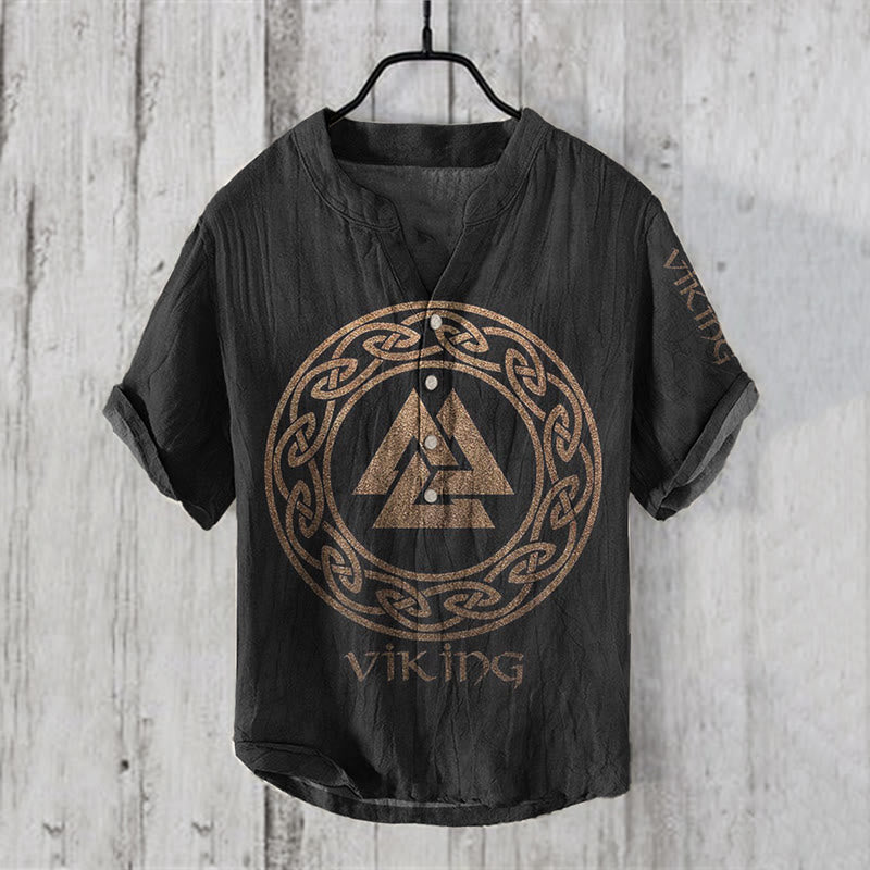 WorldNorse Viking Celtic Knot Valknut Casual Shirt - US/UK/AU50，EU60 (5XL) - image 0