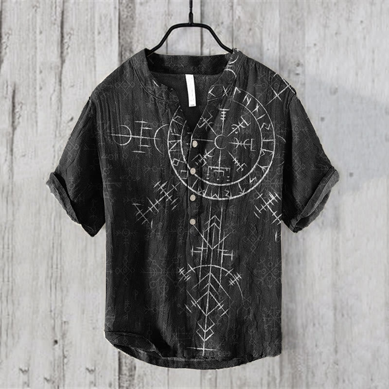 WorldNorse Vegvisir Radiating Rune Pattern Printed Casual Shirt - US/UK/AU50，EU60 (5XL) - image 0