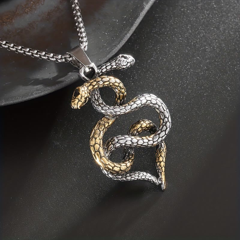 WorldNorse Dual Toned Intertwined Snake Amulet Necklace - image 1